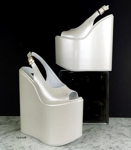 white high heel wedges