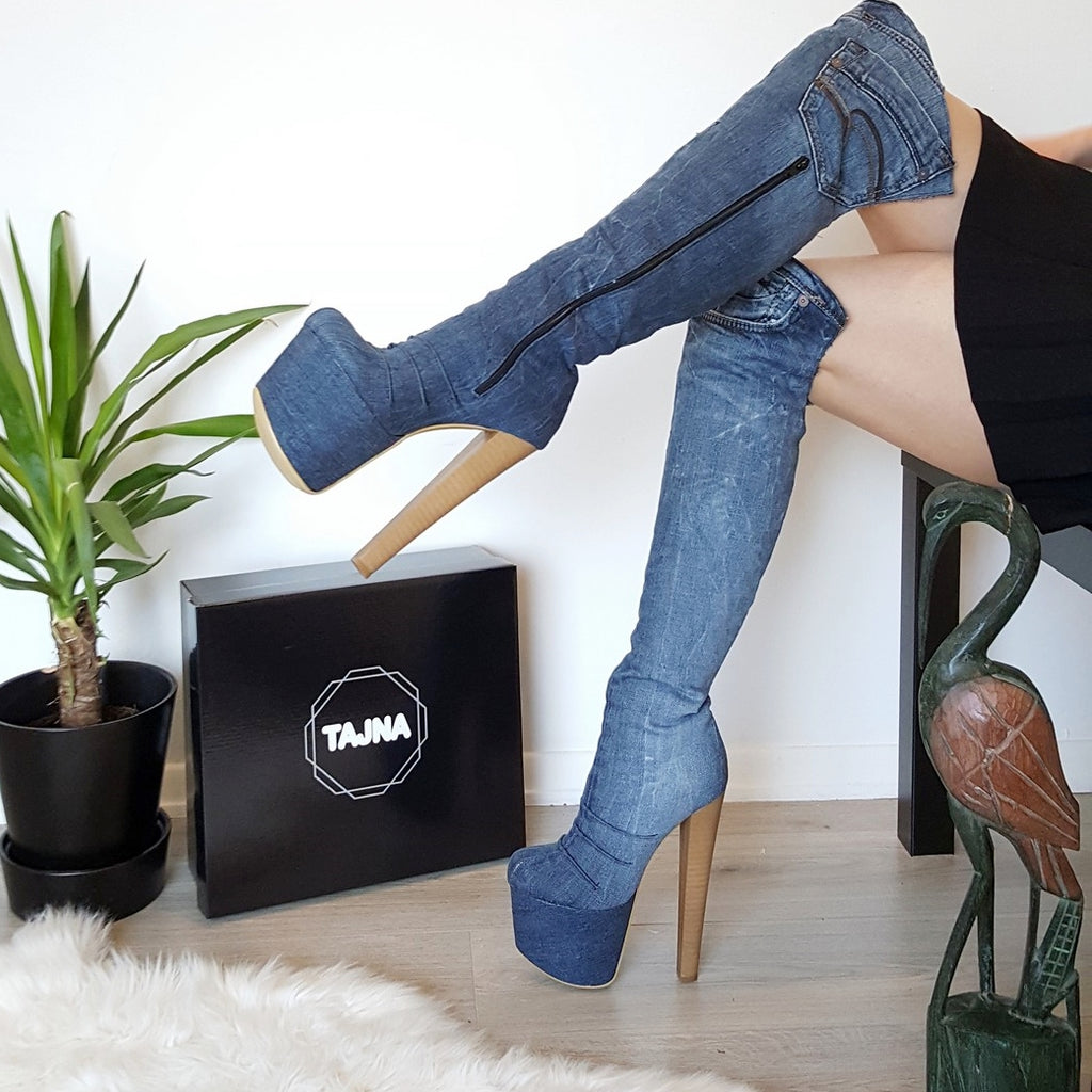 The Knee Jean Platform Boots – Tajna Club