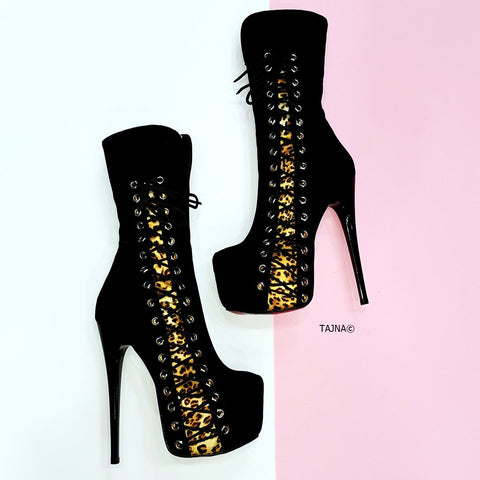 black boots leopard heel