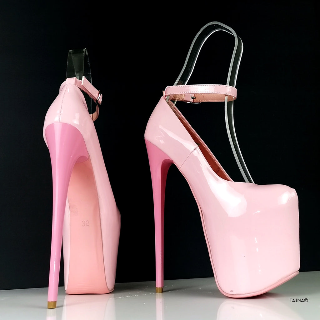 pink high heels with ankle strap