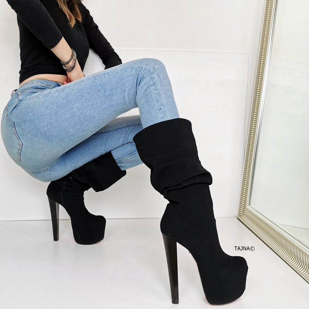 suede high heel boots