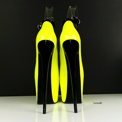 neon and black heels