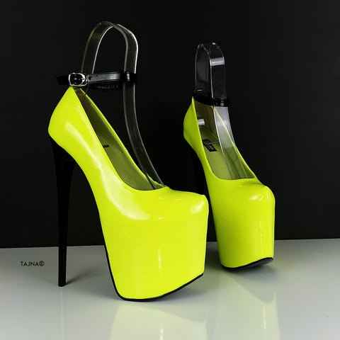 neon and black heels