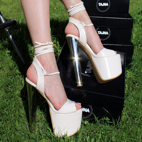 silver nude heels