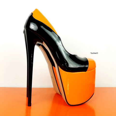 black patent high heel pumps