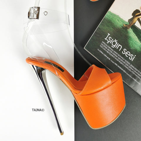 orange transparent heels