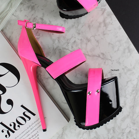 pink and black heels