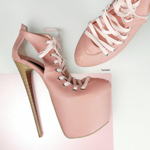 lace up pink heels