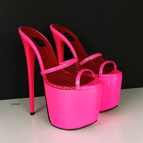 pink high heel mules