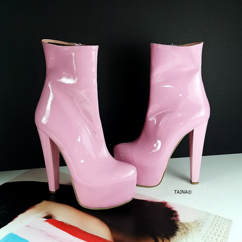 pink high heel booties