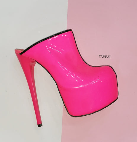 pink high heel mules