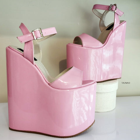 baby pink wedge heels