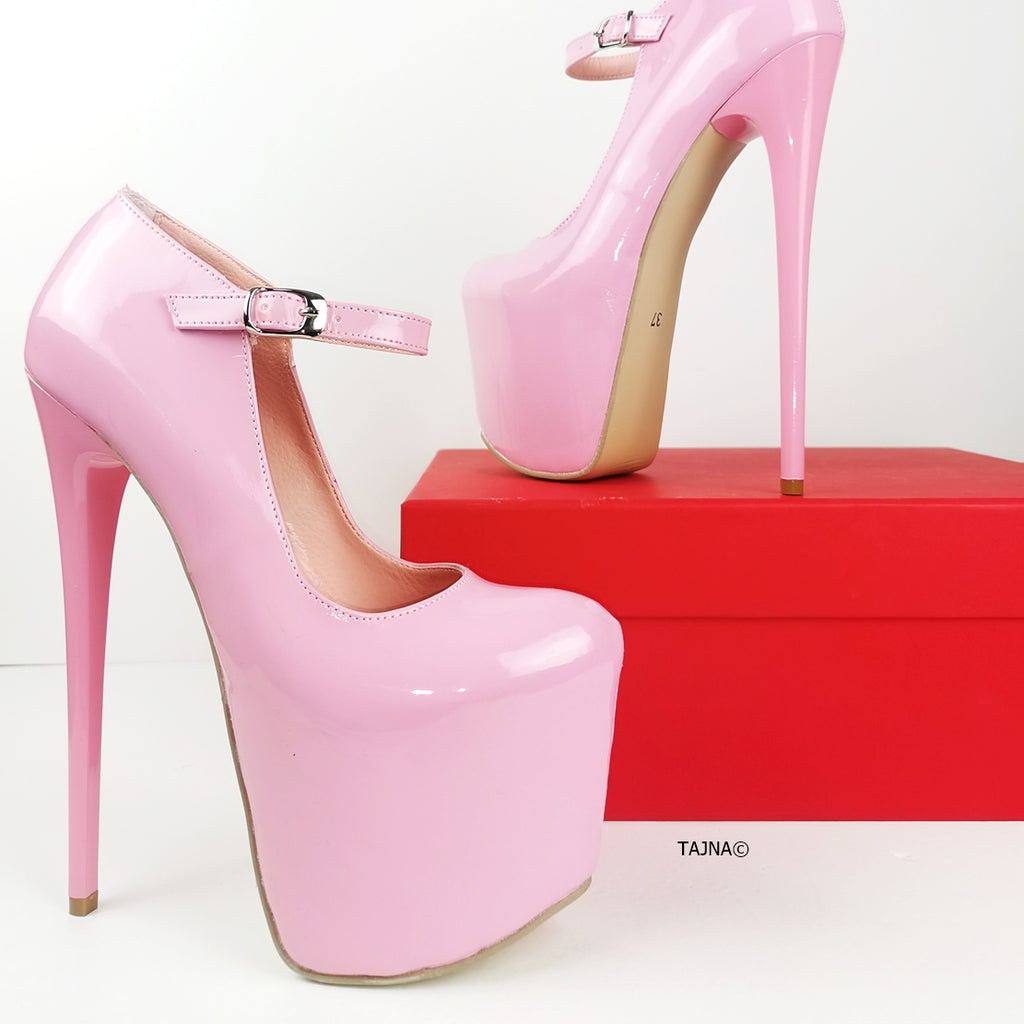 pink patent heels