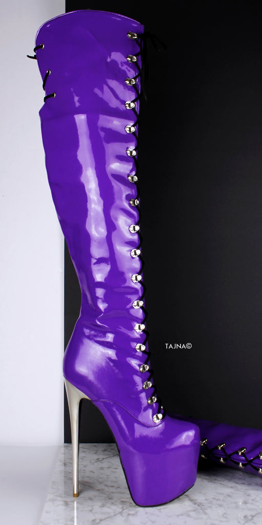 purple patent boots