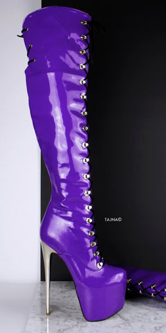 purple lace boots