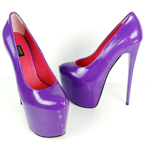 purple high heel pumps