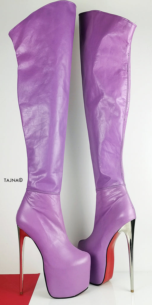 dark purple thigh high boots
