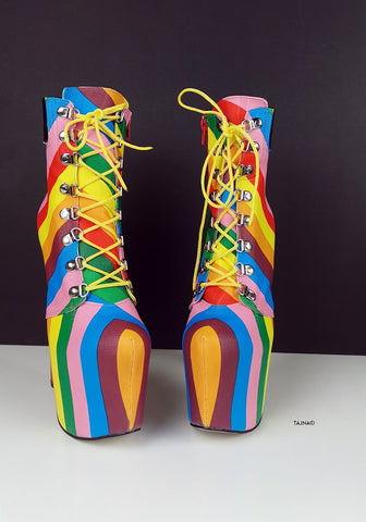 rainbow high heel boots