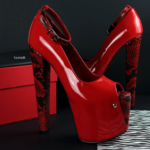 red chunky heels