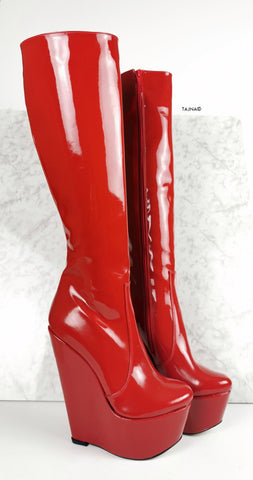 wedge heel long boots