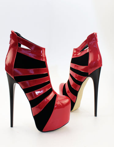 red high heel booties