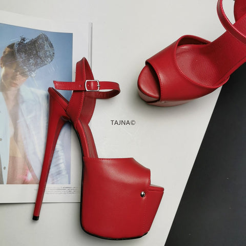 Matte Red Ankle Platform Sandals – Tajna Club