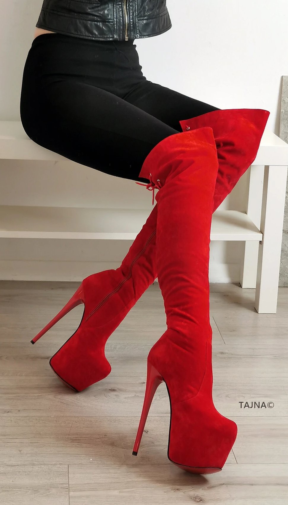 Red High Heel Over the Knee Boots – Tajna Club