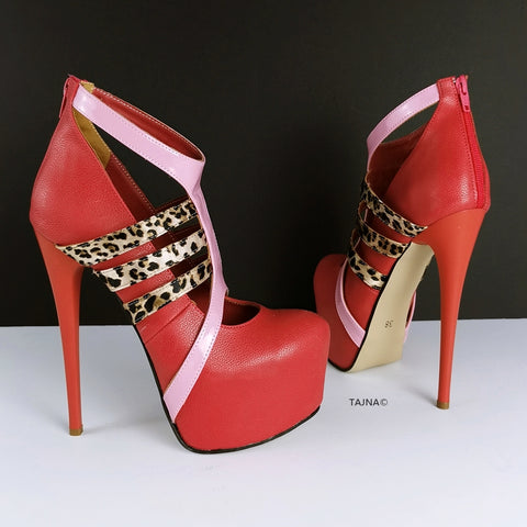 red leopard pumps