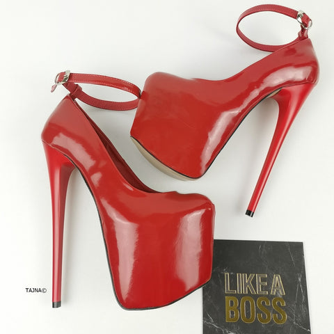 red patent high heel shoes