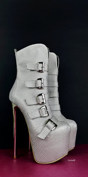 Silver Metallic Multi Belted Platform 