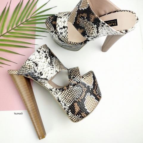 snake mules heels