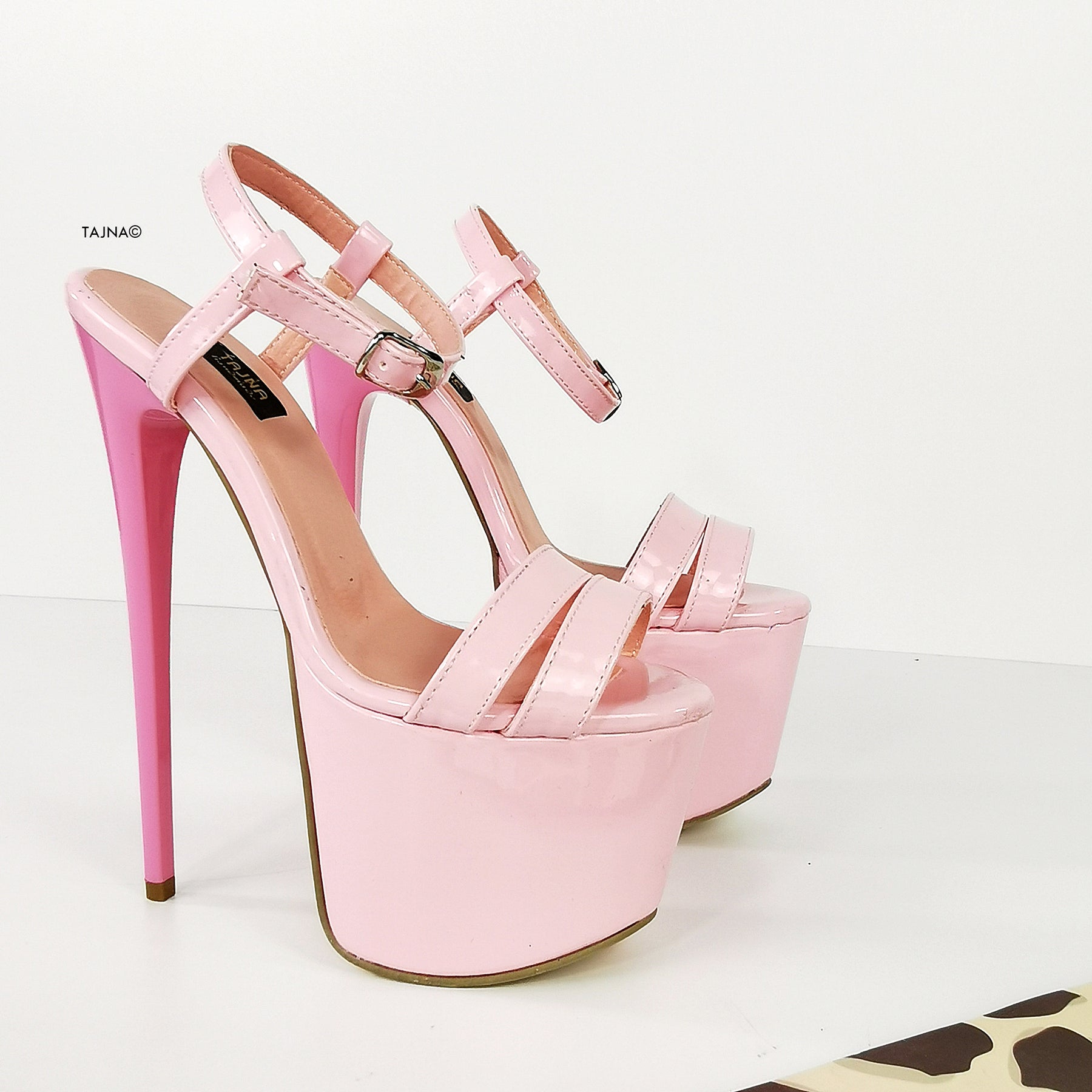 Light Pink Gloss High Heel Sandals – Tajna Club