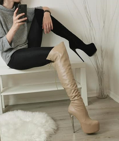 knee high nude boots