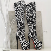 zebra thigh high boots
