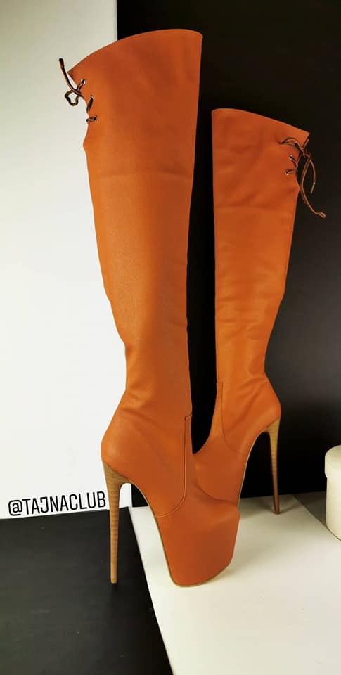 brown high heel boots