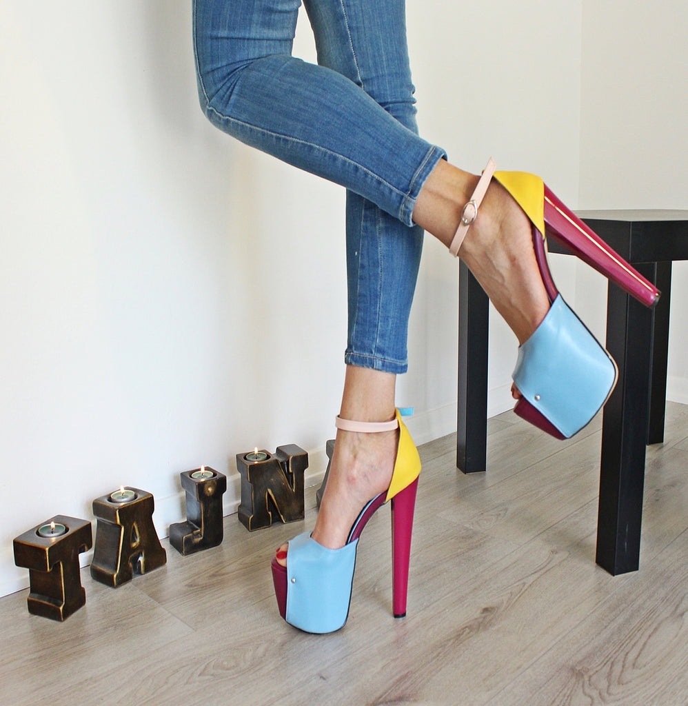 color block platform heels