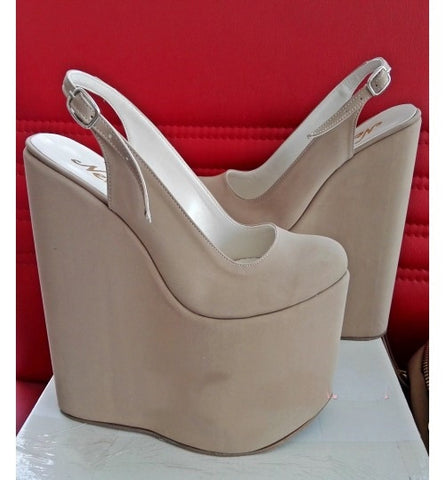 Wedged Nude Color Platform High Heel 