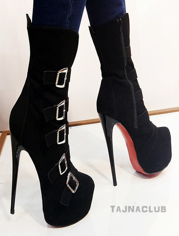 black booties platform heels