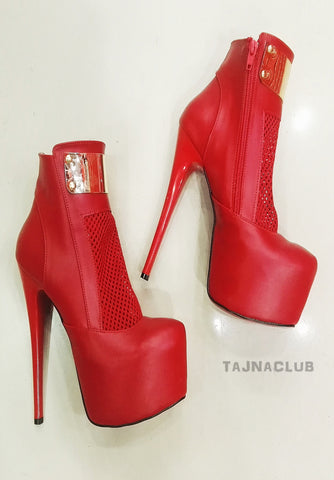 red platform high heel shoes