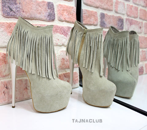 fringe platform heels