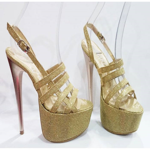 gold platform high heels