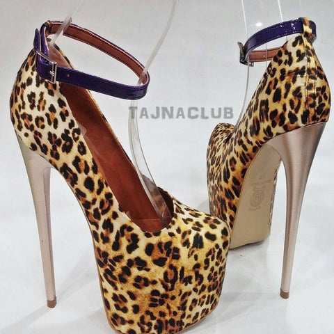Leopard Pumps with Gold Metallic Heels 
