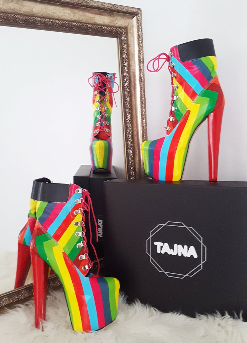 Rainbow Timber Style Lace Up Boots | Tajna Club