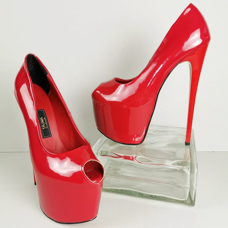 Red Patent Fishmouth High Heels | Tajna Club