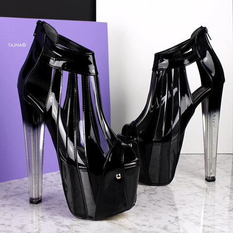 clear thick heel shoes