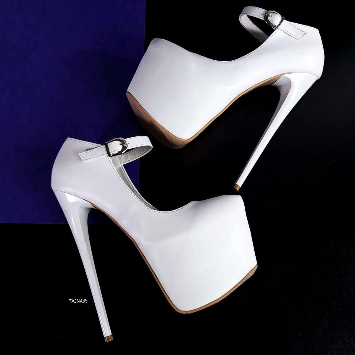 Modern Mary Jane White High Heels | Tajna Club