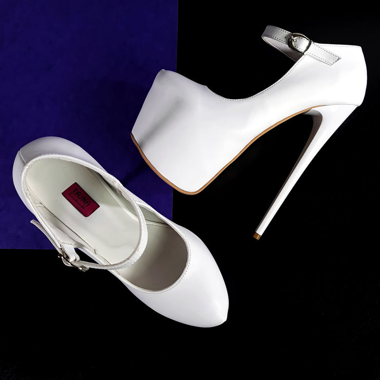 Modern Mary Jane White High Heels | Tajna Club