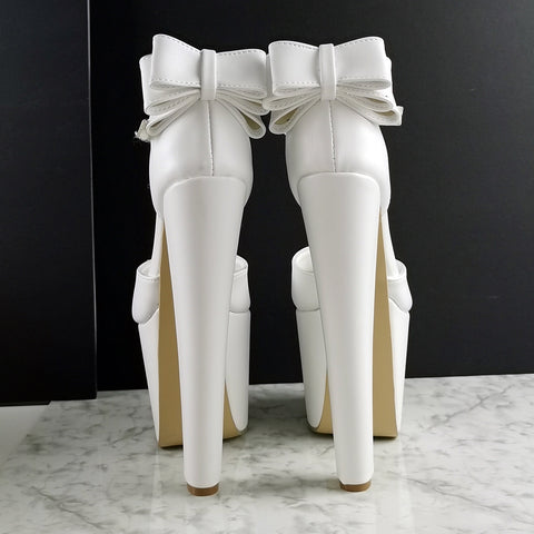 white ribbon tie heels