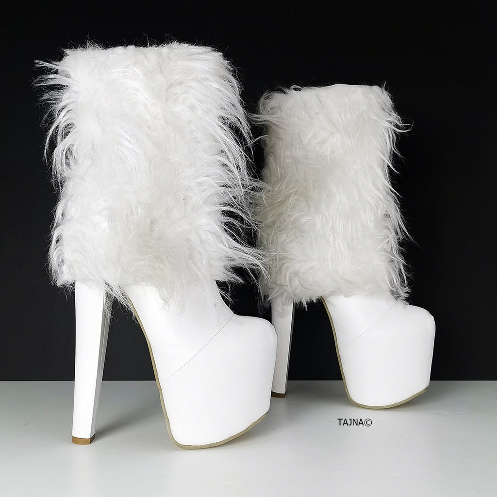 black boots with white fur