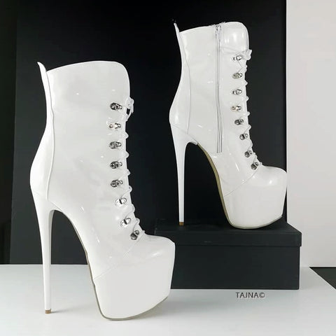 white patent platform boots